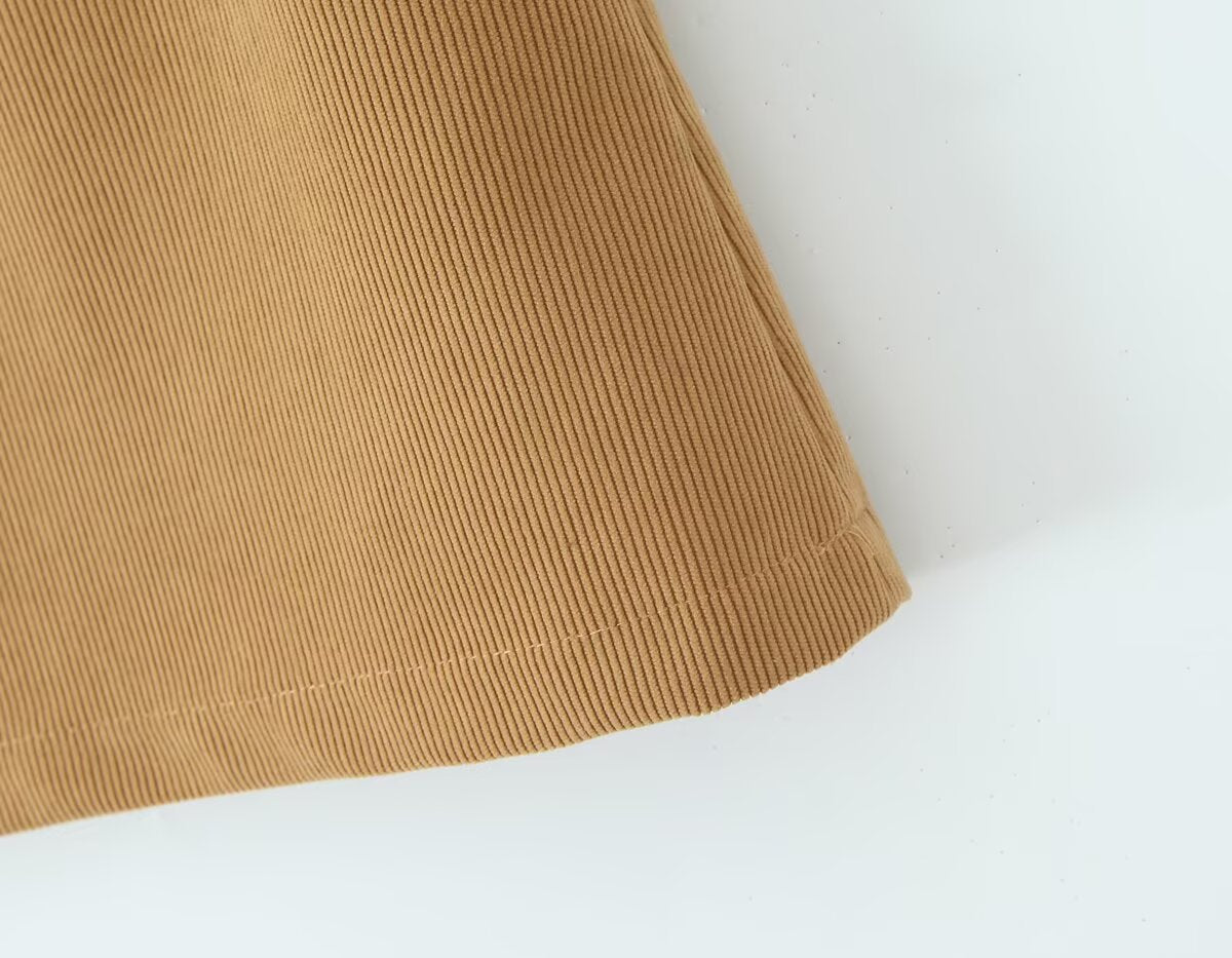Herbst Retro Cord Sexy Hohe Taille Hüfte mit Sicherheitshose Rock