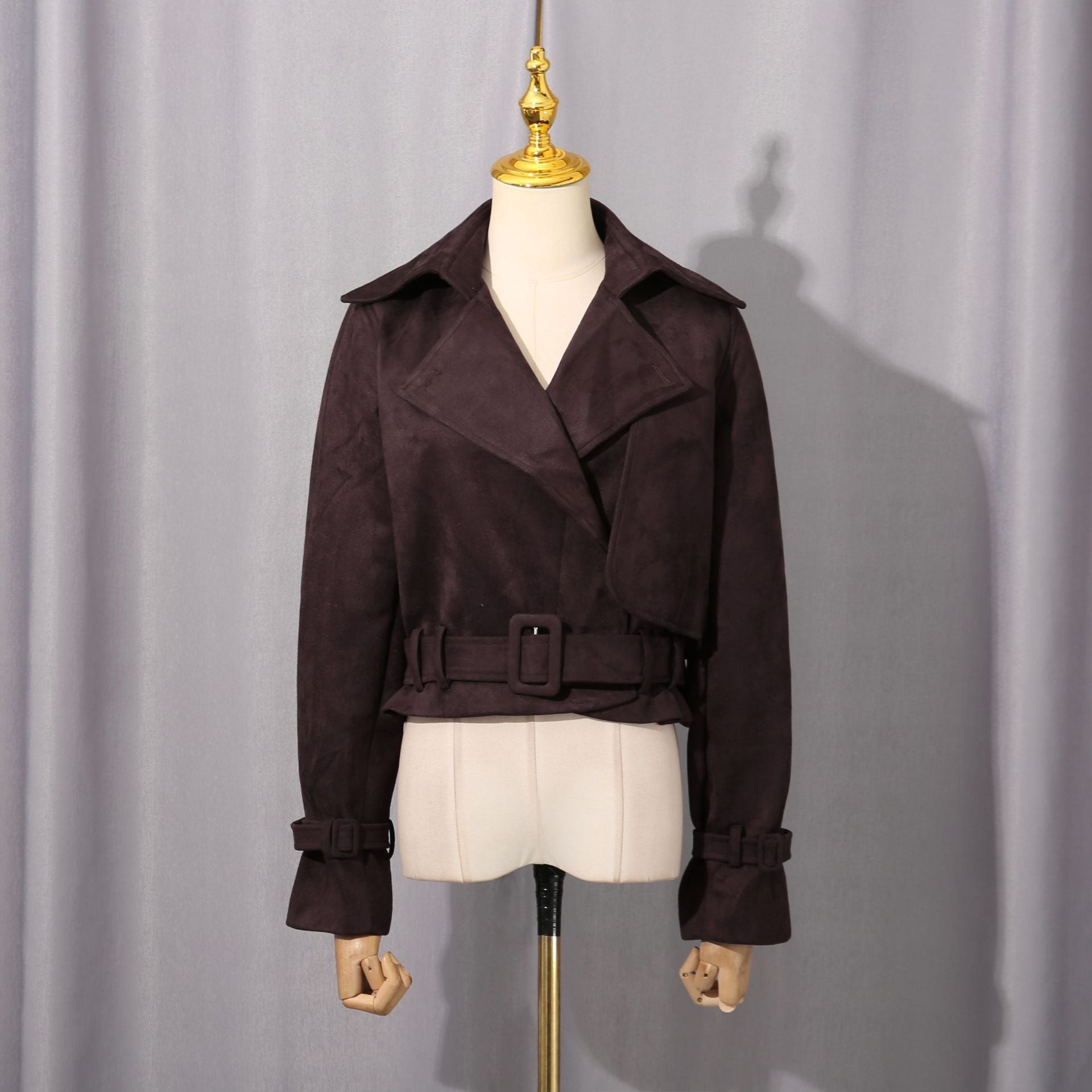 Personalisierter Straßenmantel Damen Herbst Trendiger Kragen Retro Schmaler Kurzer Mantel