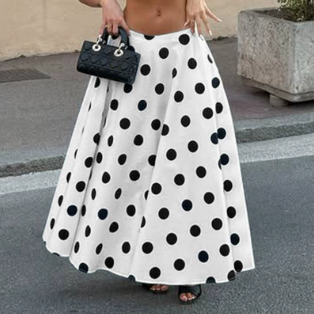 Damen Polka Dot bedrucktes Kleid Sexy Urlaub A-Linien Schlankheitsrock