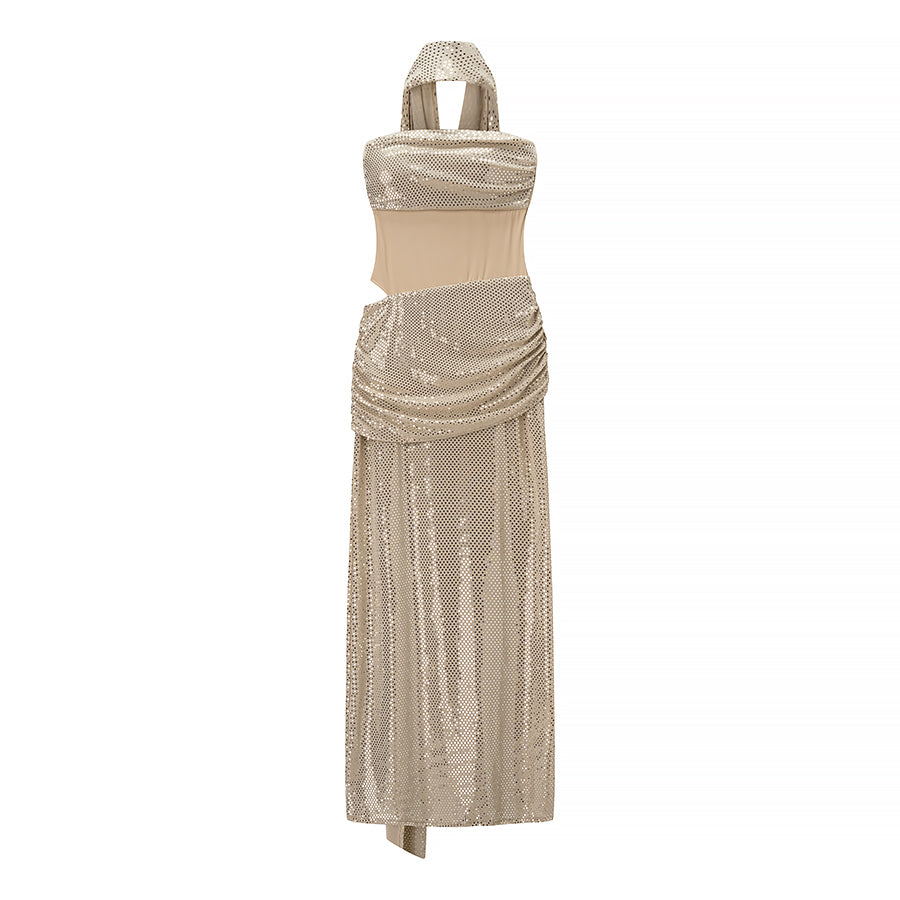 Herbst-Einstieg Lux Paillettenband Ärmelloses Tube Top Cocktailkleid