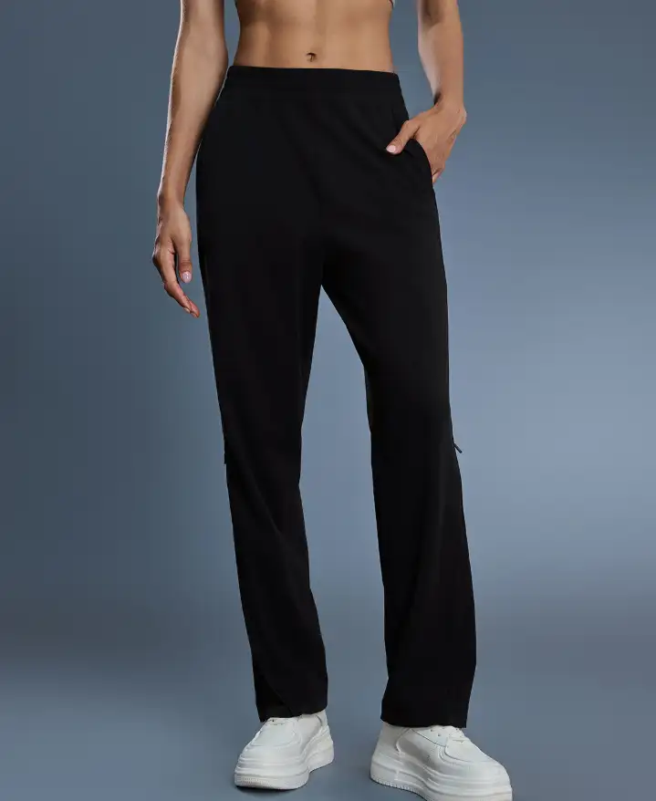 Casual Sports Pants Women Solid Color All Matching Thin Breathable Zipper Trousers Two Way Wear Workout Running Pants by Wanita Store