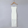 Sexy Stretch Mesh Ruched Maxi Dress Dress Tight Waist Slim Fit Sheath Cami Dress