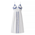 Autumn Embroidery Heavy Industry Sweet Fresh Robe Vacation Beach Vest Maxi Dress