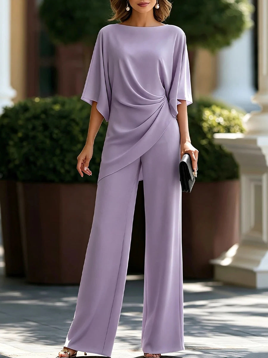 Womens Drop Waist Shirt and Wide Leg Pants Set
