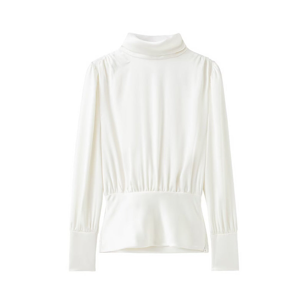 Women Clothing Top Product Silk Satin Texture Bowknot Decoration Backless Shirt