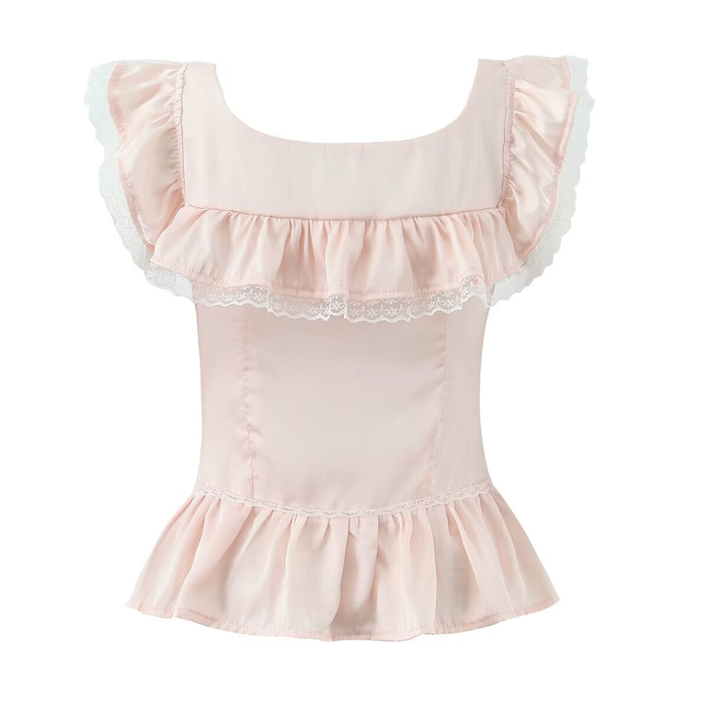 Atmosphere Lace Sleeveless Small Top Niche Lace up Waist Tight Sexy Short Sexy Shirt Vest
