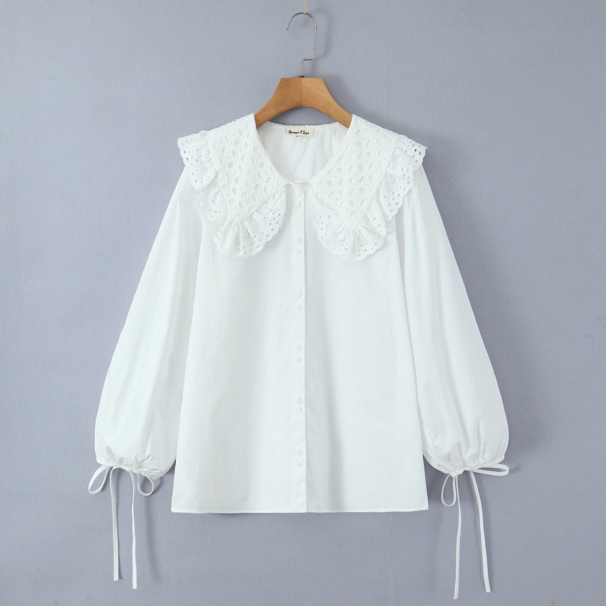 White Doll Collar Shirt Women Spring Blogger Small Loose Sweet Lace Shirt Top
