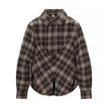 Winter Women Clothing Personalized Waist Design Retro Plaid Shirt