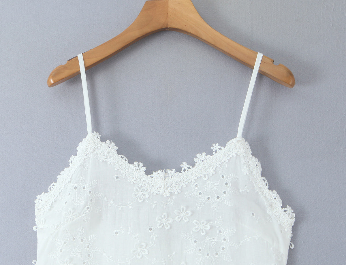 Women Clothing Exquisite Embroidered Floral Strap Dress