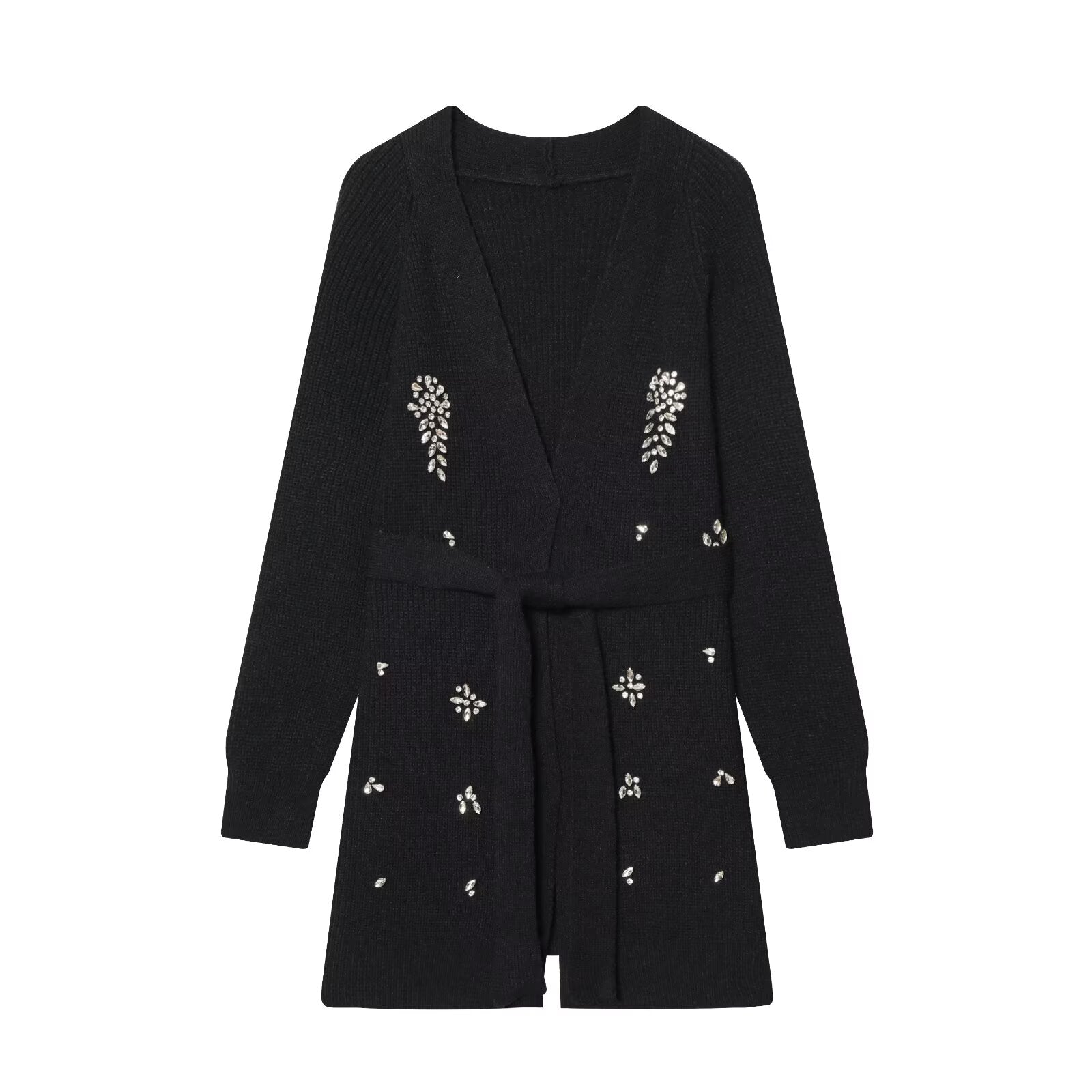 Women Autumn Winter Jewelry Bead Knitted Cardigan