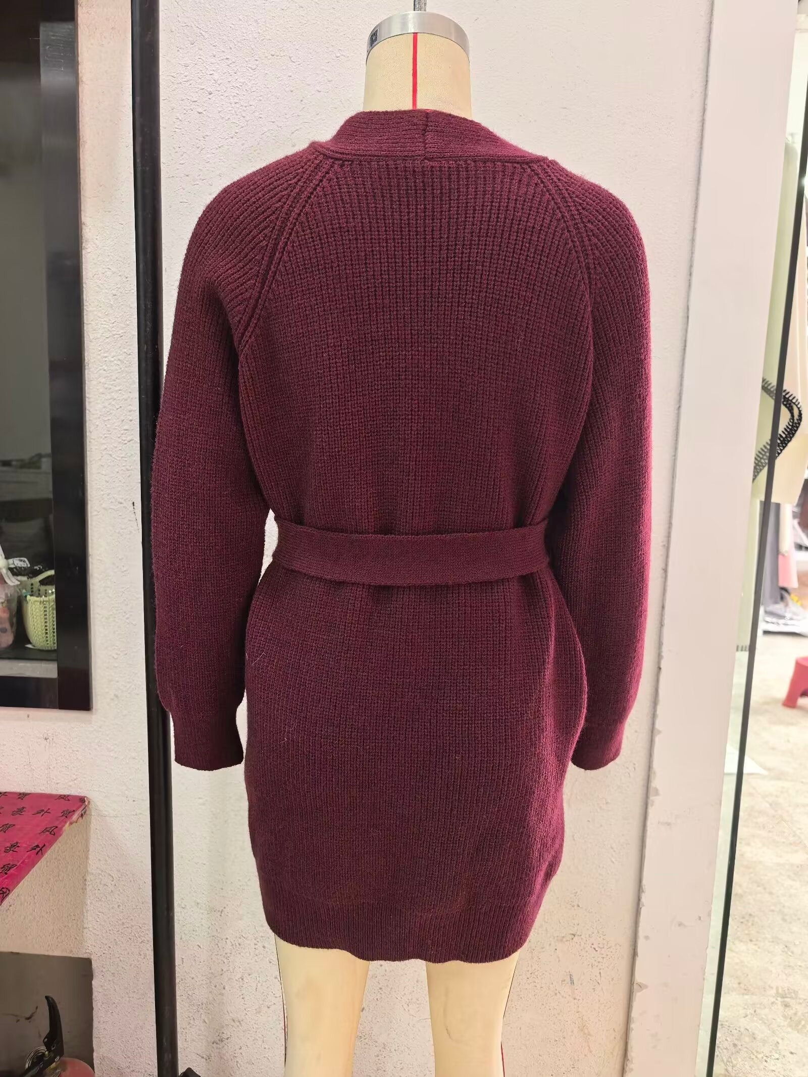 Women Autumn Winter Jewelry Bead Knitted Cardigan
