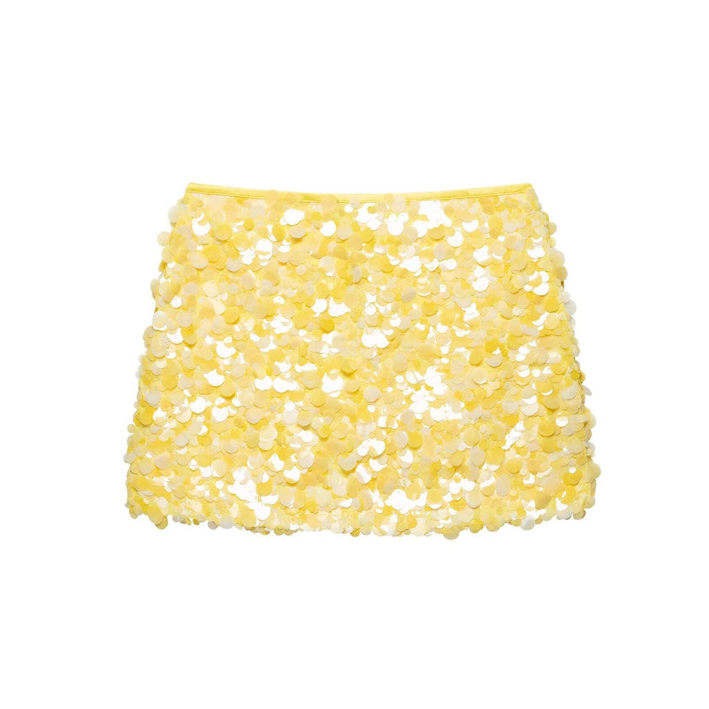 Women Clothing Spring Sequ Design A line High Waist Mini Skirt