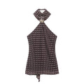 Women Clothing Spring Backless Polka Dot Accessories Hanging Collar Top