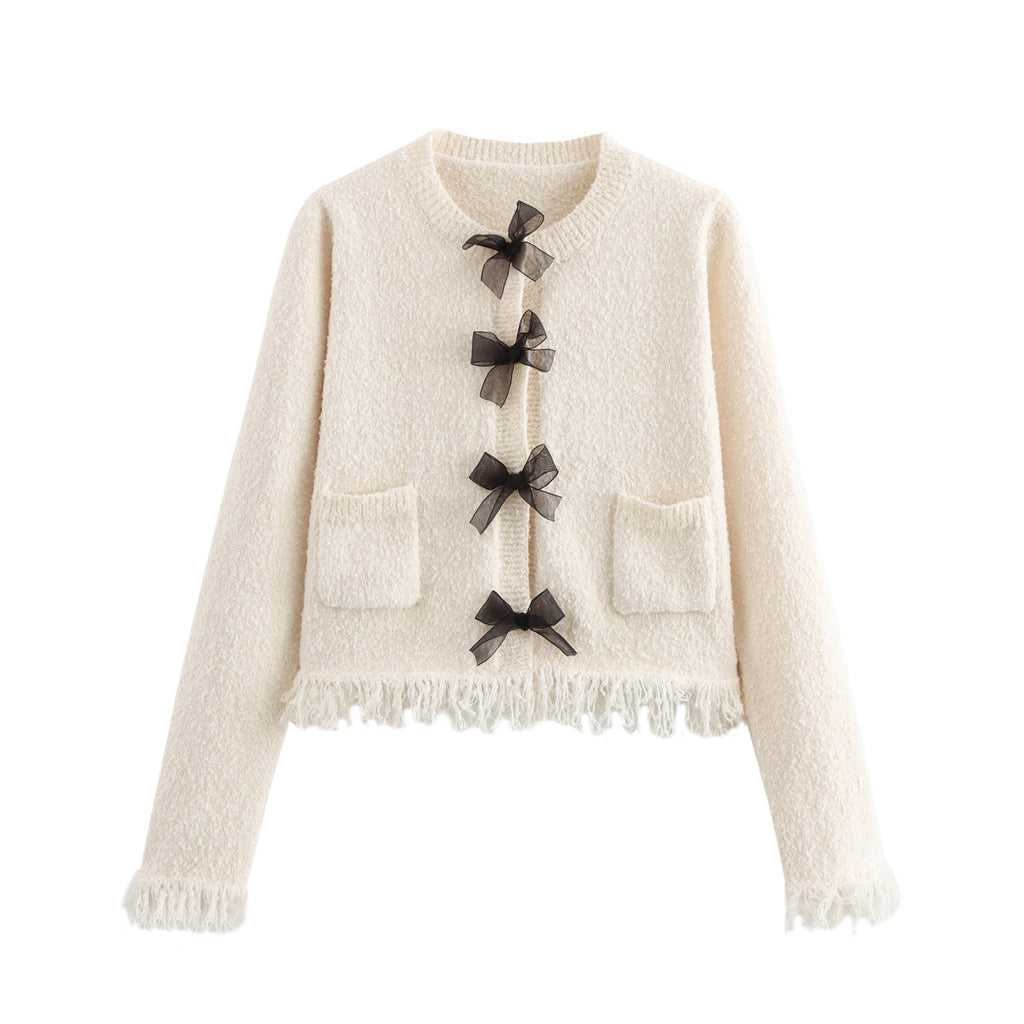Autumn Bow Knitted Cardigan Coat