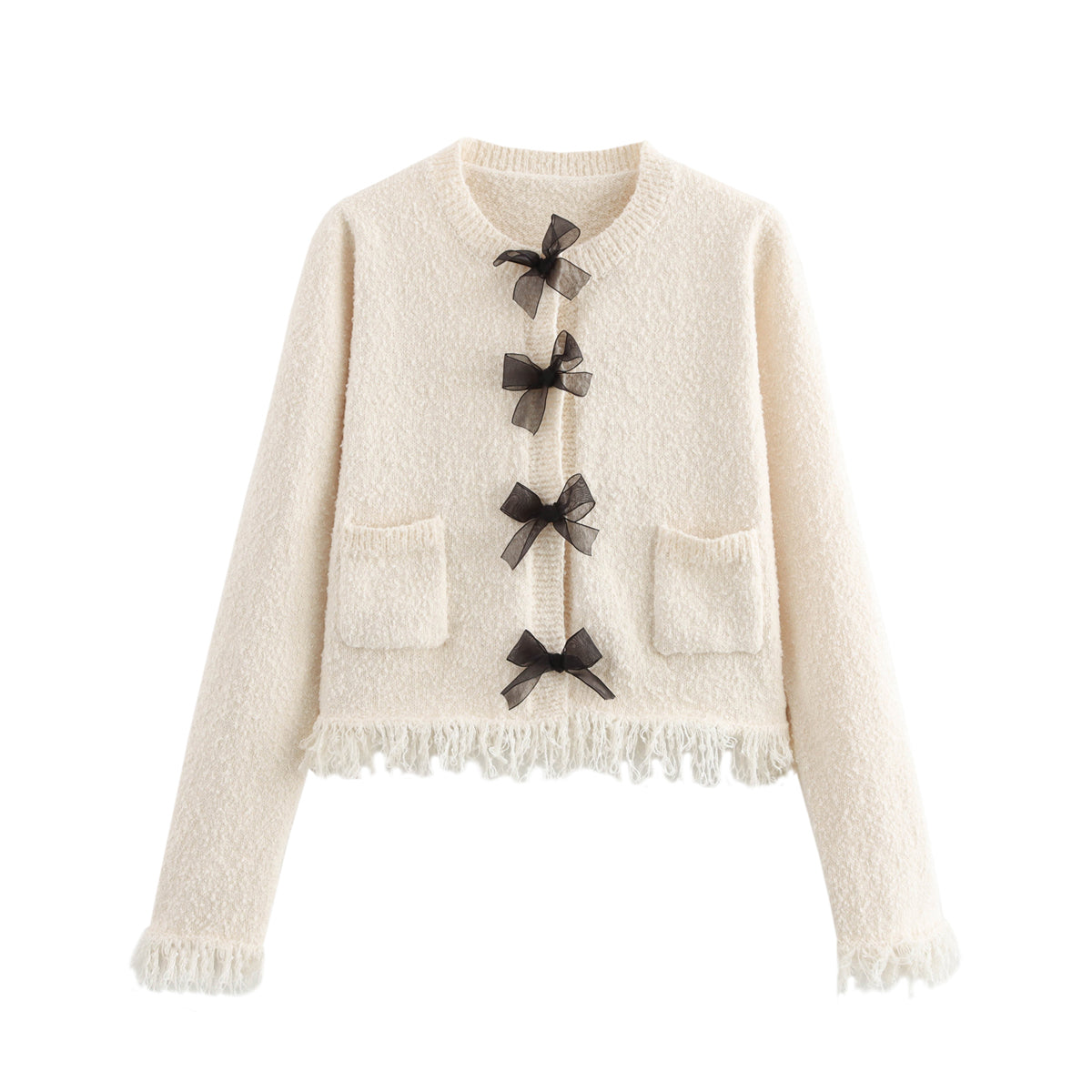 Autumn Bow Knitted Cardigan Coat