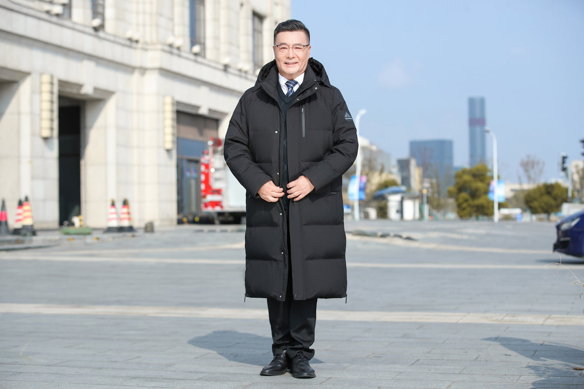 Mens Long Down Jacket with Fur Collar Options
