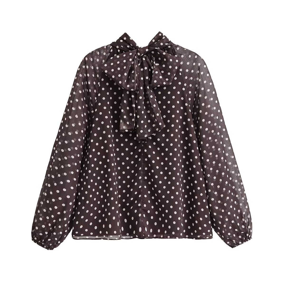 Autumn Bowknot Decoration Polka Dot Printed Shirt