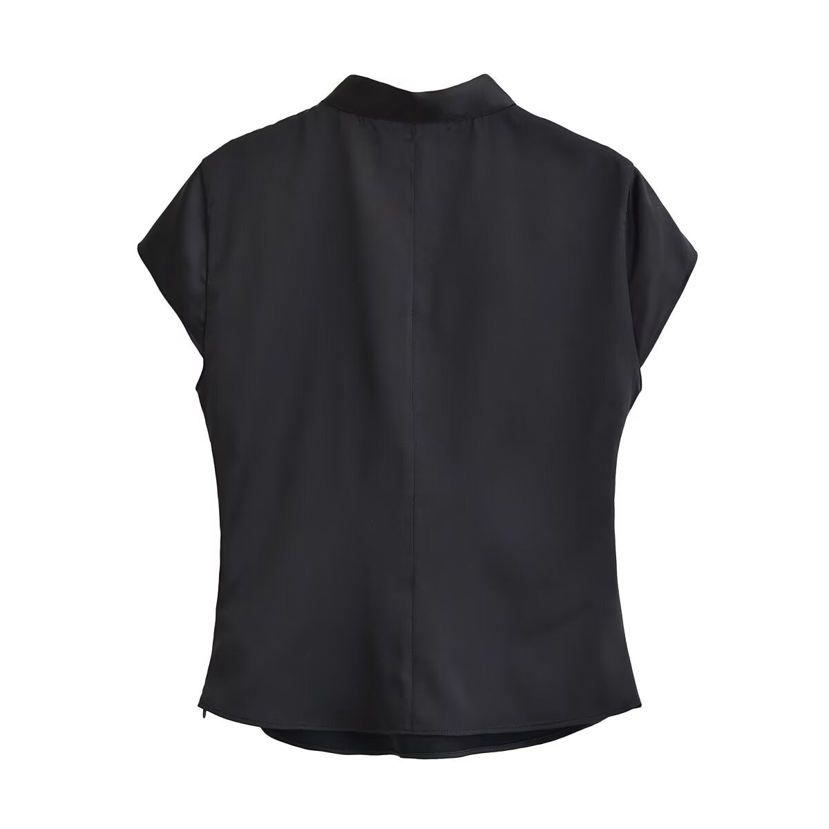 Spring Women Sexy Sexy Button Decoration Silk Satin Top