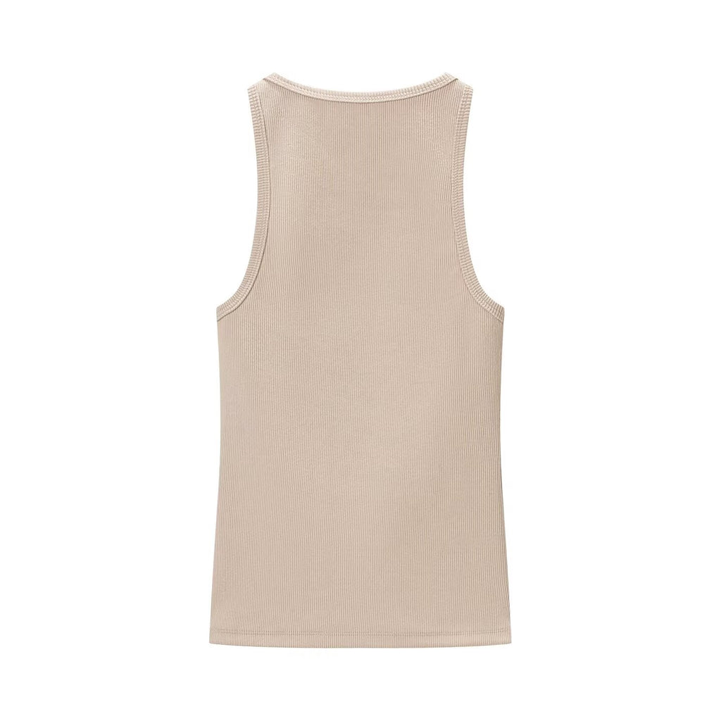 Spring Women Clothing Sexy Sexy round Neck Sleeveless Rib Sling Top