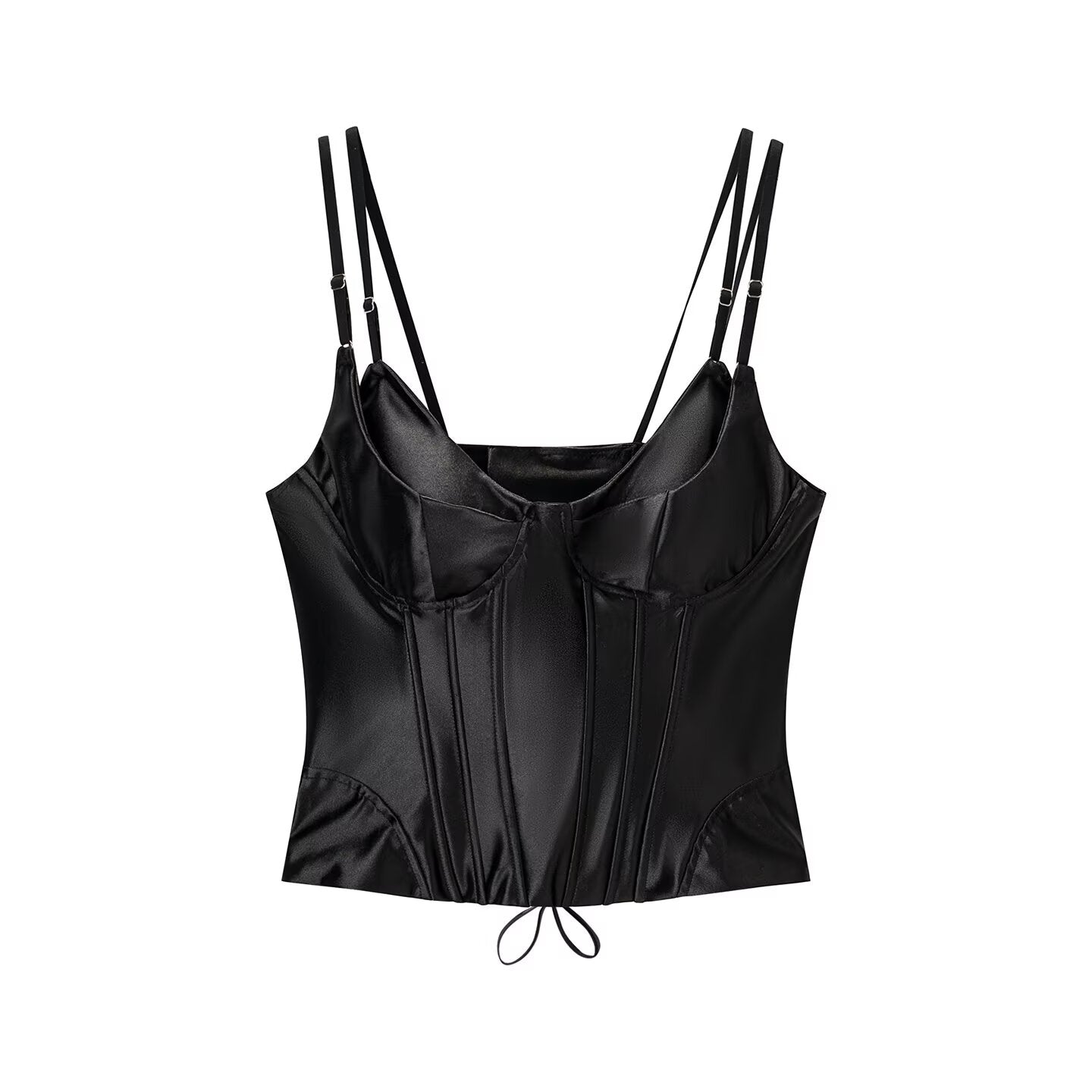 Summer Women Clothing All Match Solid Color Sleeveless Slimming Satin Spaghetti Strap Camisole Top