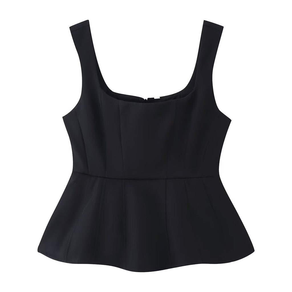 Women Clothing Fashionable All Match U Collar Vest Camisole Top