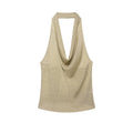 Women Clothing Summer Sexy Metal Color Line Hanging Collar Top