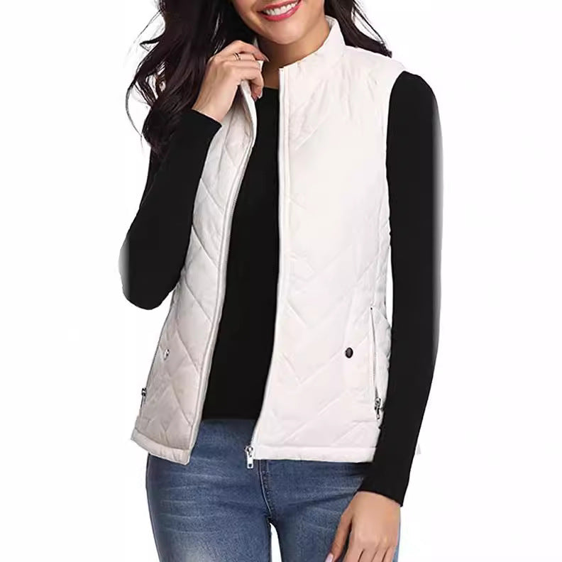 Quilted Stand Collar Cotton Vest