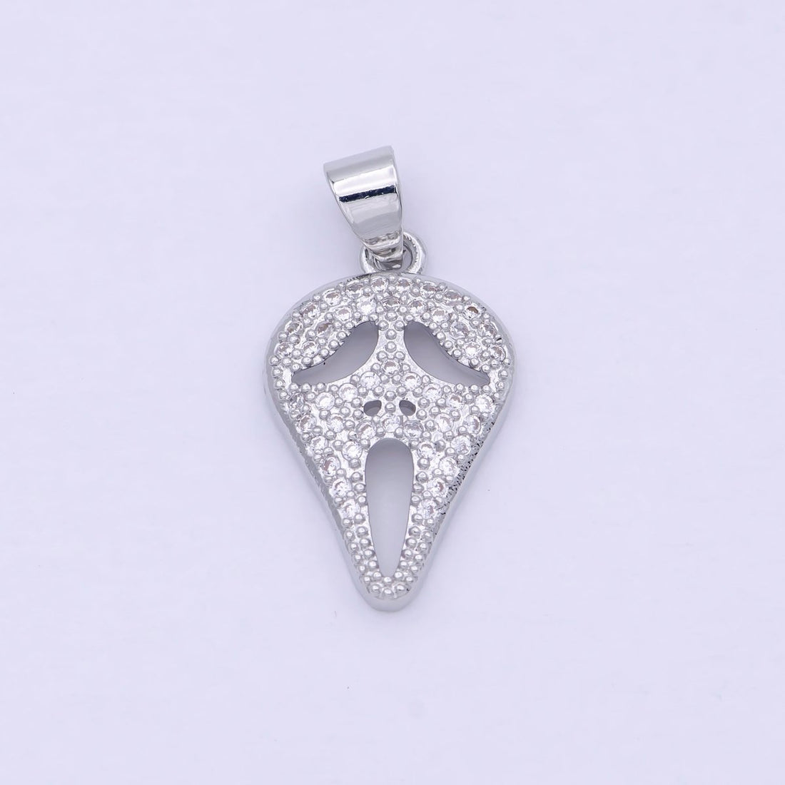 14K Gold Filled Scream Movie Mask Charm Pendant, CZ Micro Pave Scary Movie Mask Pendant, Halloween Jewelry, Horror Movie, Cubic ZirconiaN-1326 I-702