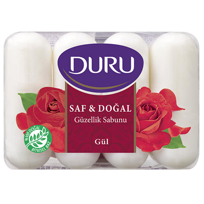 Duru Pure &amp; Natural Rose Beauty Soap 4x2.47oz - Gentle Hydration | 4 Bars