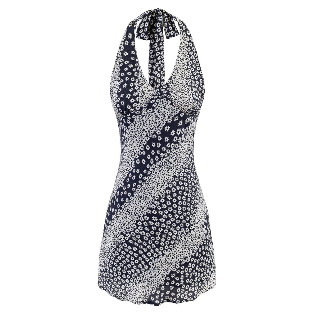 Spring Summer Sleeveless Backless Hip Women Sexy Halter Slim Dress