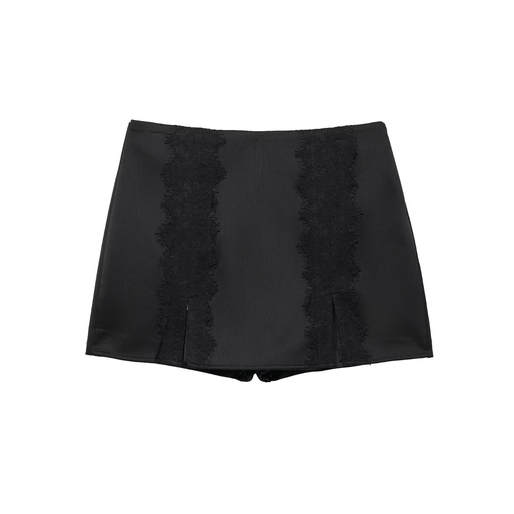 Women Clothing Summer Sexy Lace Patchwork Slit Mini Culottes