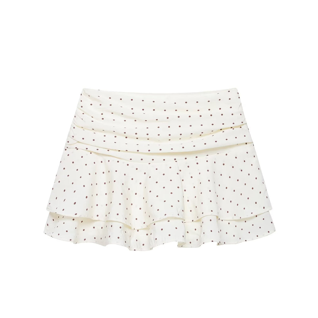 Women Clothing Summer Girl Sweet Polka Dot Laminated Decoration Culottes