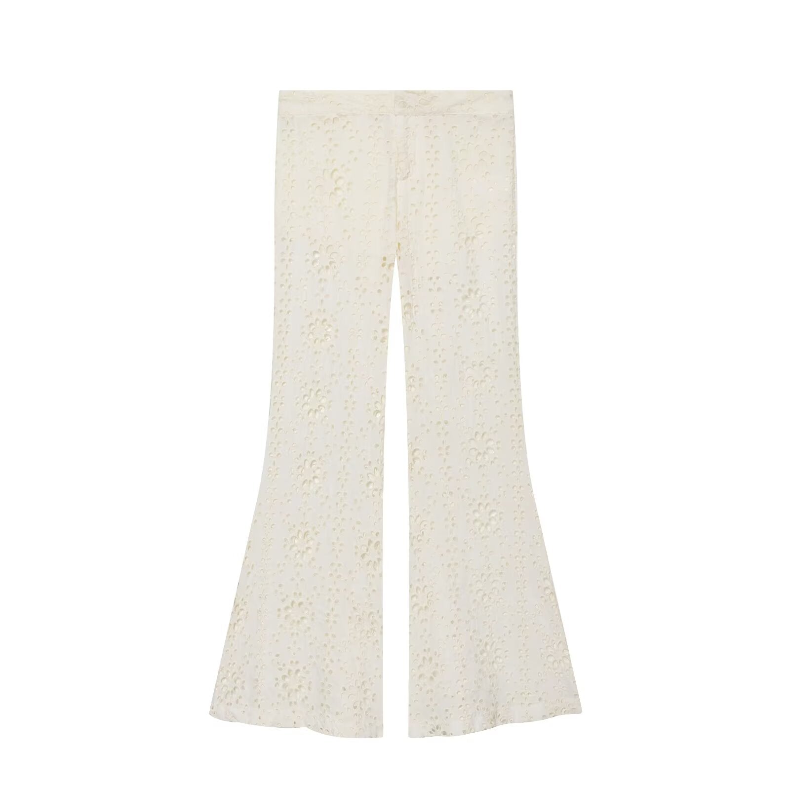 Summer Women Clothing Slim Fit Casual Embroidery Bell Bottom Pants
