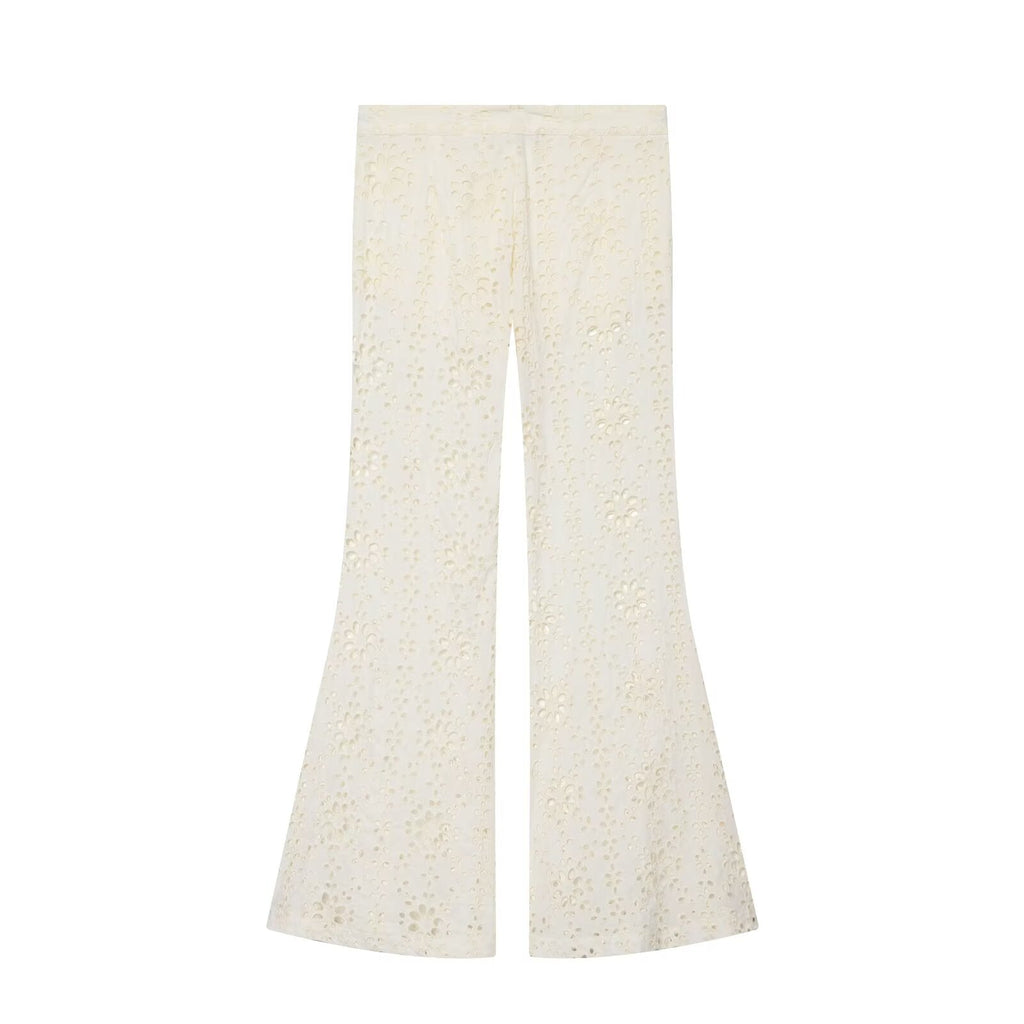 Summer Women Clothing Slim Fit Casual Embroidery Bell Bottom Pants