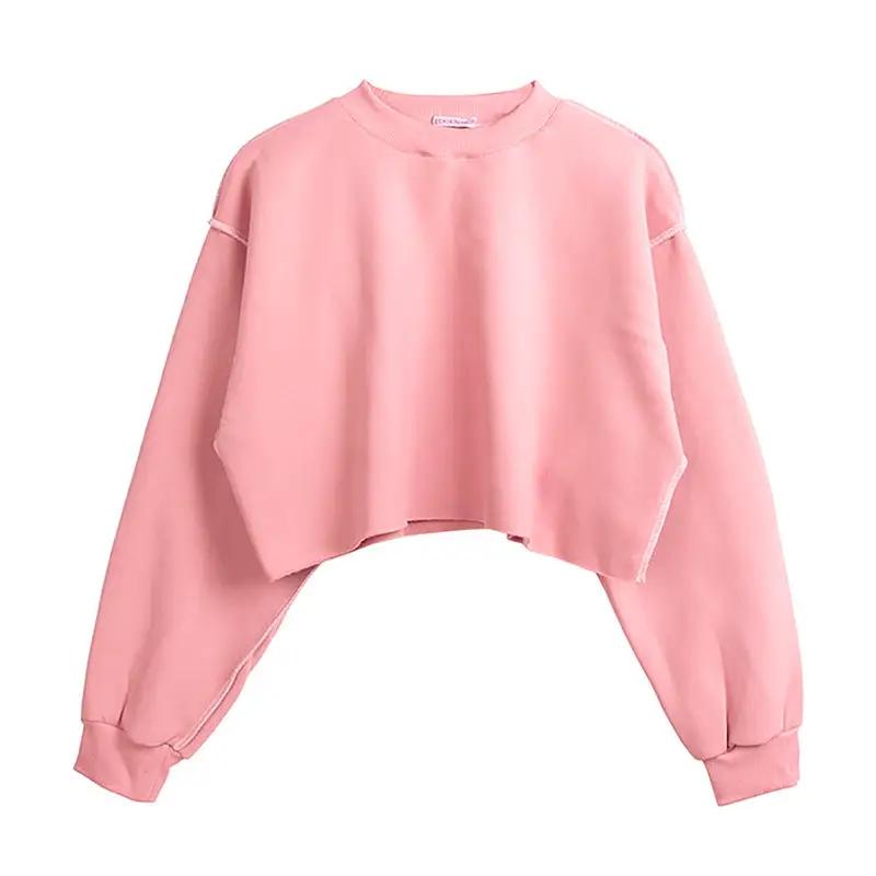 Fleece Lined Long Sleeved Fitness Yoga Wear Top Sports Cropped Short Sweatshirt Women by Wanita Store