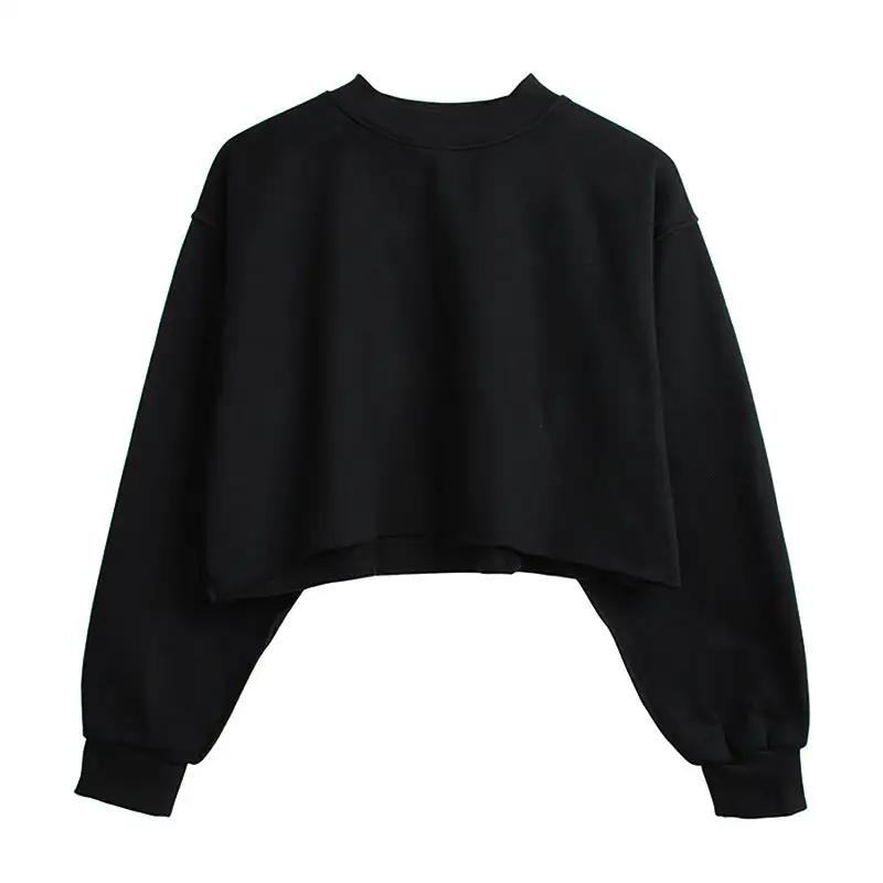 Fleece Lined Long Sleeved Fitness Yoga Wear Top Sports Cropped Short Sweatshirt Women by Wanita Store