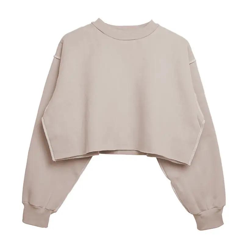 Fleece Lined Long Sleeved Fitness Yoga Wear Top Sports Cropped Short Sweatshirt Women by Wanita Store