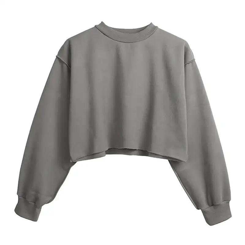 Fleece Lined Long Sleeved Fitness Yoga Wear Top Sports Cropped Short Sweatshirt Women by Wanita Store
