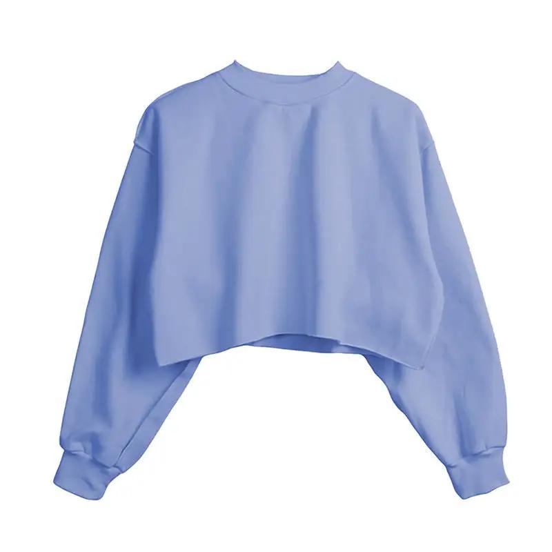 Fleece Lined Long Sleeved Fitness Yoga Wear Top Sports Cropped Short Sweatshirt Women by Wanita Store