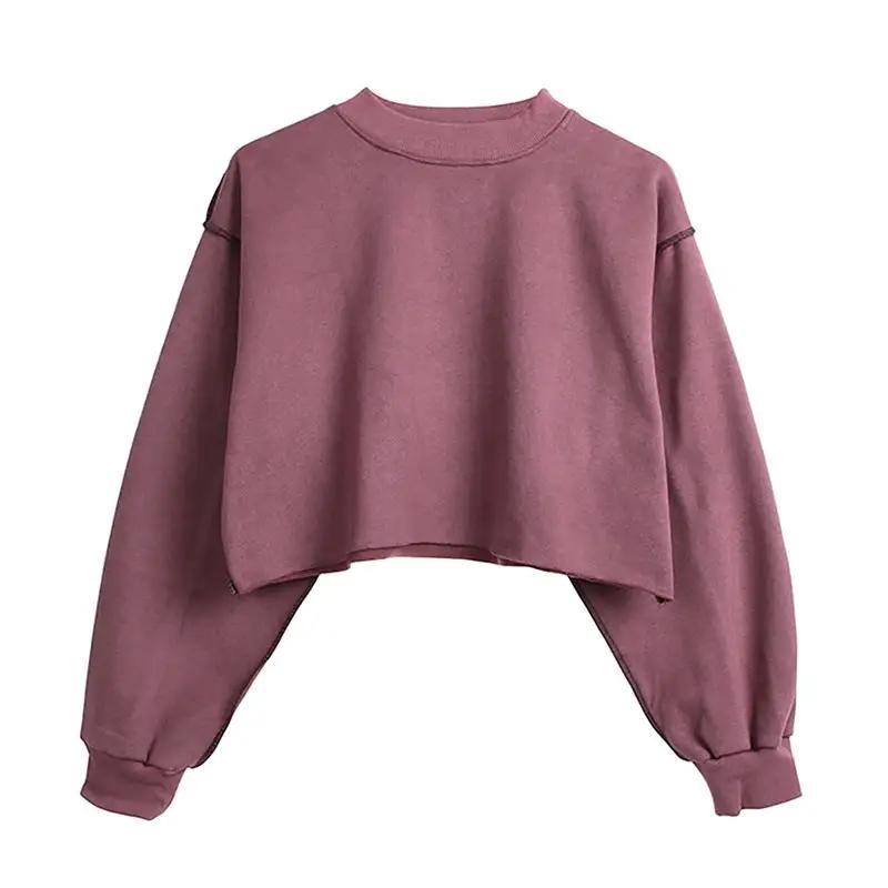 Fleece Lined Long Sleeved Fitness Yoga Wear Top Sports Cropped Short Sweatshirt Women by Wanita Store