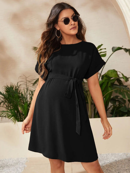 Elegant Maternity Dress with Bat Sleeves