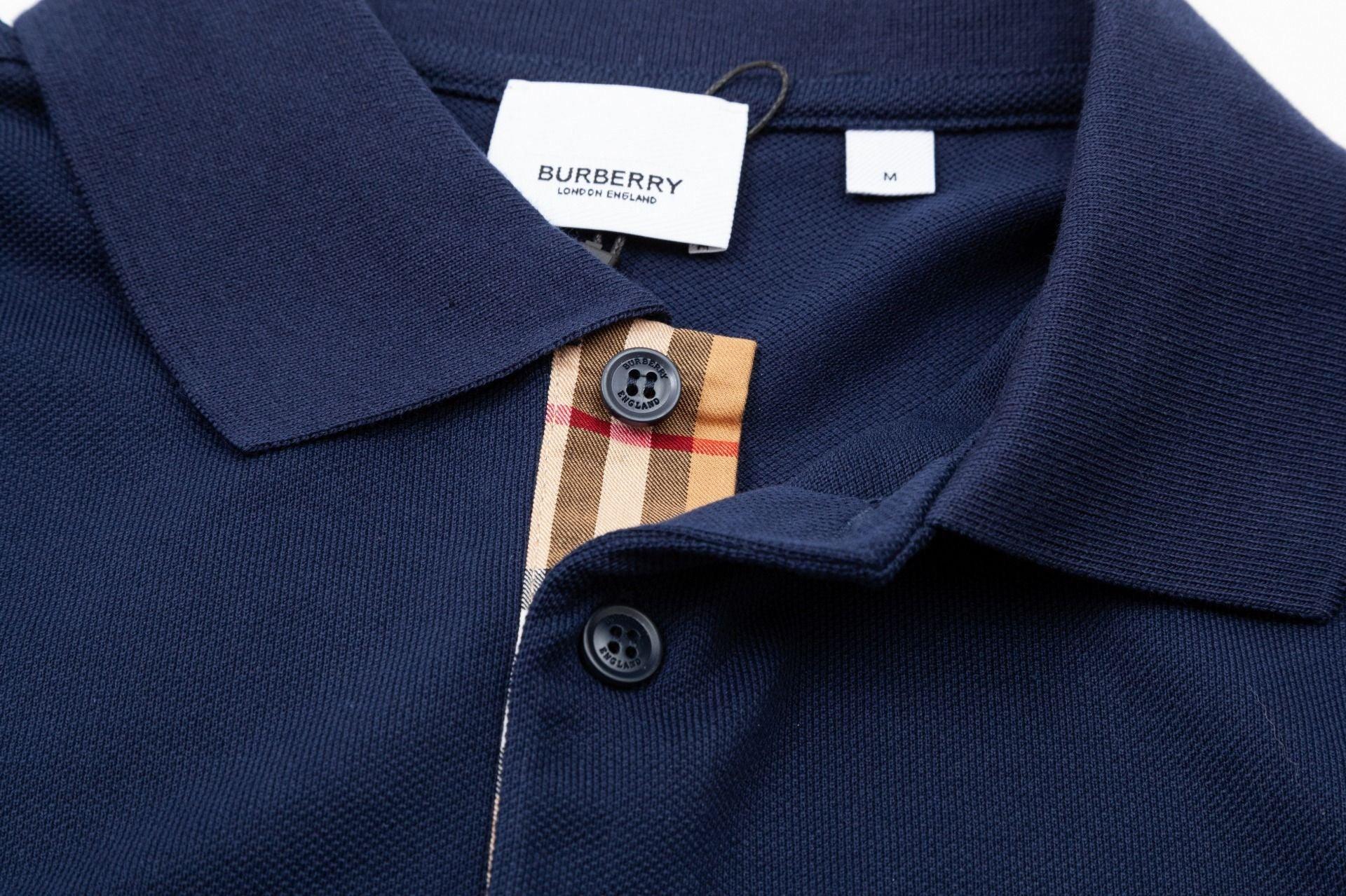 Burberry Blue T-Shirt With Collar