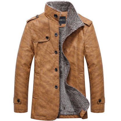 Mens PU Leather Jacket Winter Coat