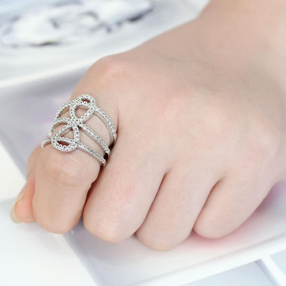 Rhodium Brass Ring with AAA Grade CZ  in Clear