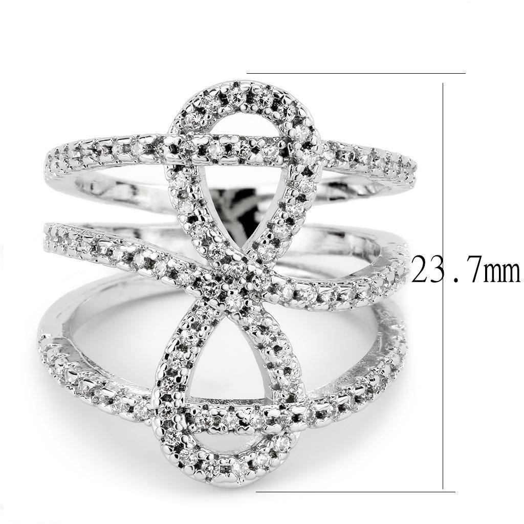 Rhodium Brass Ring with AAA Grade CZ  in Clear