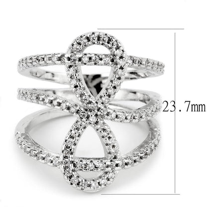 Rhodium Brass Ring with AAA Grade CZ  in Clear