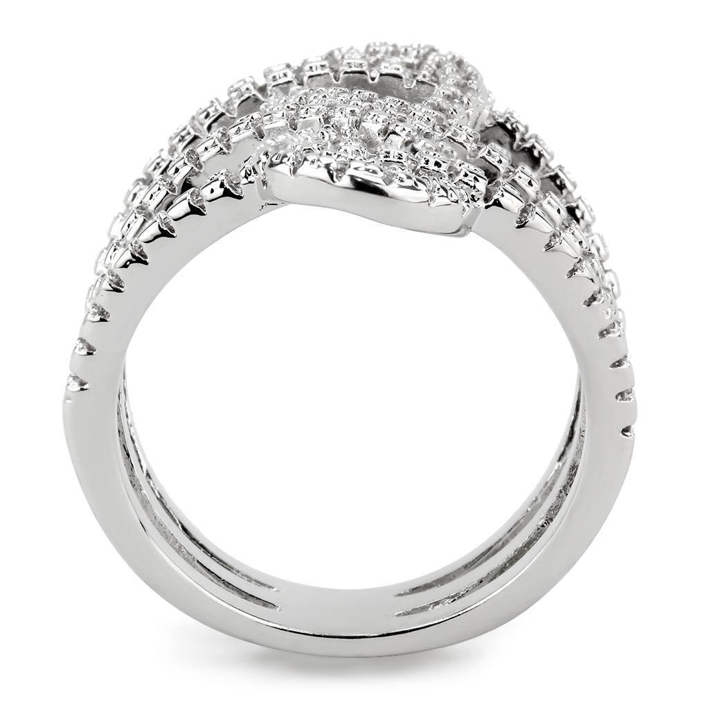 Rhodium Brass Ring with AAA Grade CZ  in Clear