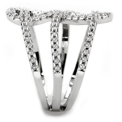 Rhodium Brass Ring with AAA Grade CZ  in Clear