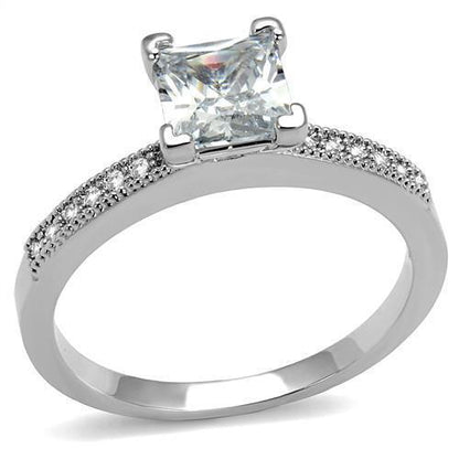 Rhodium Brass Ring with AAA Grade CZ in Clear