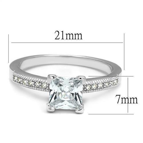Rhodium Brass Ring with AAA Grade CZ in Clear